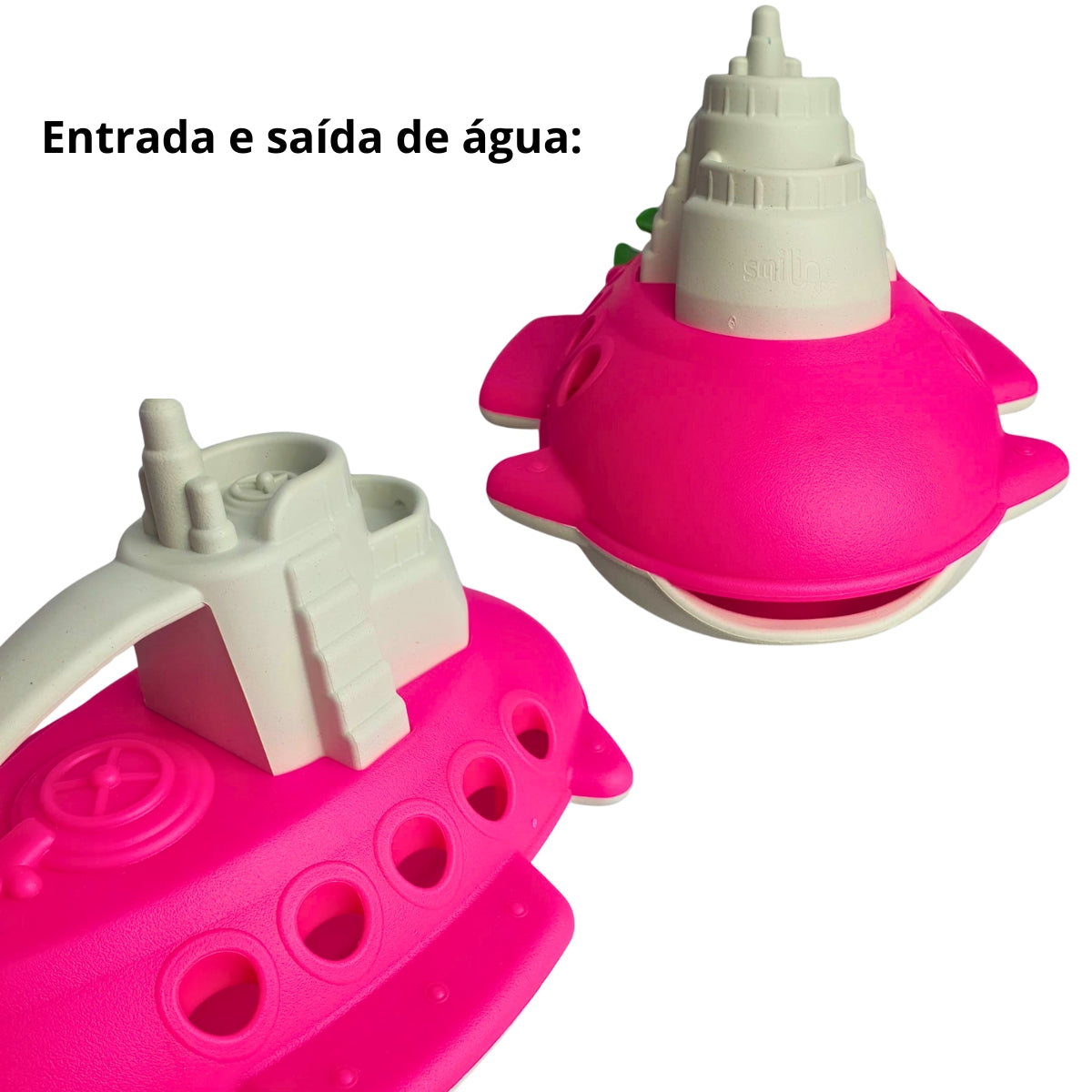 Submarino Infantil Rosa Com Branco - Brinquedo Para Piscina e Praia Submarino Infantil Rosa Com Branco - Brinquedo Para Piscina e Praia